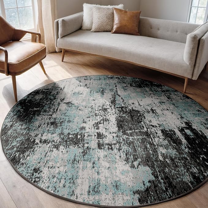Washable Area Rugs 6ft Non-Slip Modern Abstract Soft - Image 2