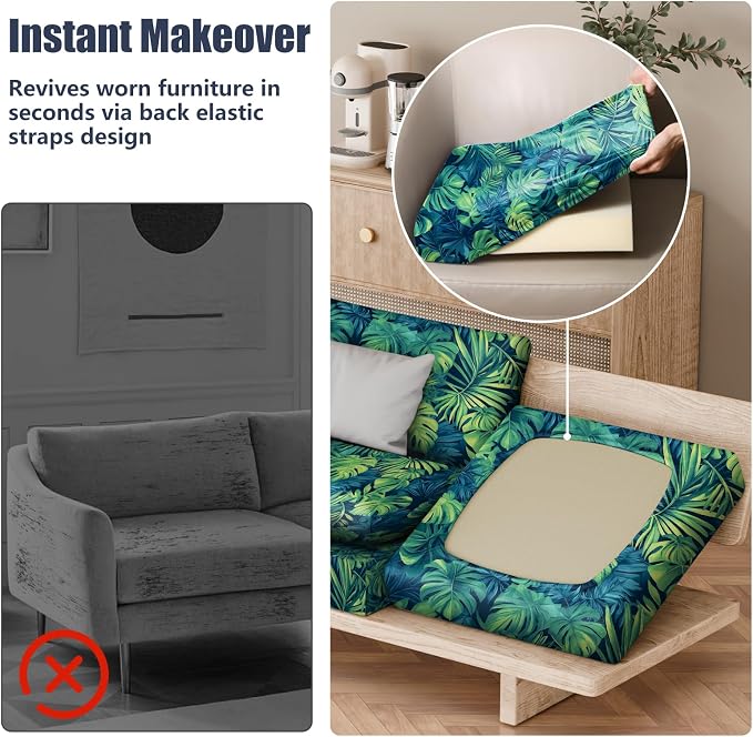 8Pcs Stretch Patio Cushion Covers, Outdoor Couch & Sofa Replacement Slipcovers - Image 5