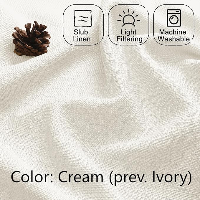 Chyhomenyc Cream Valance for Windows, Light Filtering Faux Linen Textured Small - Image 4