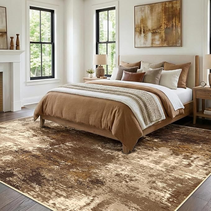 Washable Area Rugs 9'x12' Non-Slip Modern Abstract Soft - Image 2