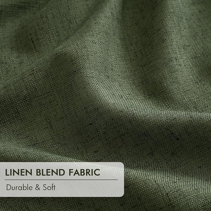 MIULEE Olive Green Pinch Pleated 100% Blackout Linen Curtains 40x108 Inches | - Image 6