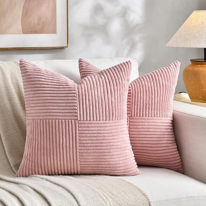 Fancy Homi 2 Packs Blush Pink Euro Decorative Throw Pillow Covers 26x26 Inch by Fancy+Homi
