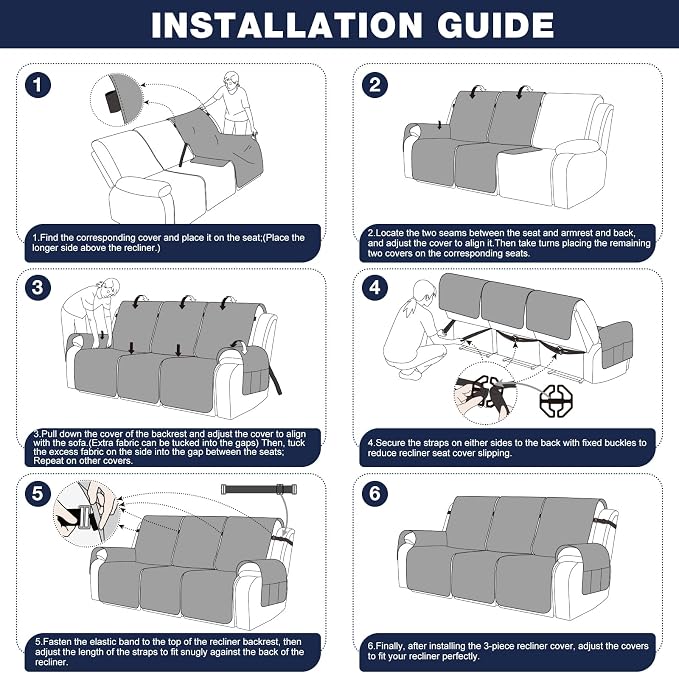 TAOCOCO 100% Waterproof Recliner Sofa Cover, Non Slip Split Couch Covers - Image 8