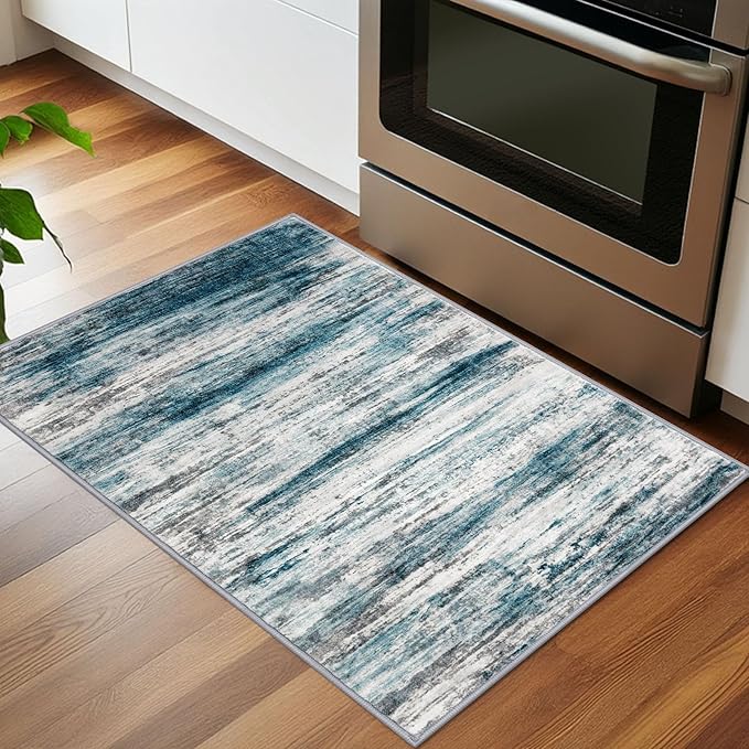 KOZYFLY Modern Abstract Small Area Rugs 2x3, Washable Kitchen Rug Non-Slip Soft - Image 3