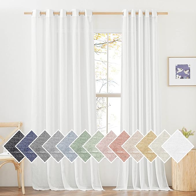 NICETOWN Faux Flax Linen Light Filtering Sheer Curtains by NICETOWN