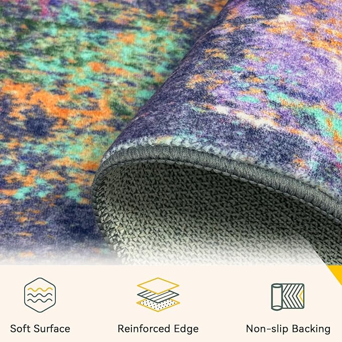 Washable Area Rugs 5'x8' Non-Slip Modern Abstract Soft - Image 4