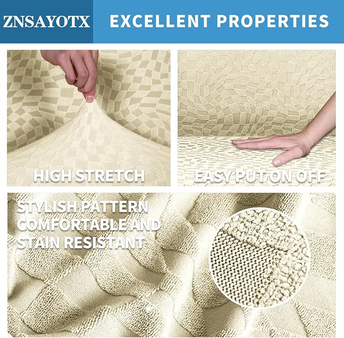 ZNSAYOTX 1 Piece Stretch Oversized Sofa Covers, New Plaid Couch Cover - Image 3
