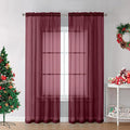 OVZME Burgundy Sheer Curtains 84 inch Length 2 Panels Set, Light Filtering by OVZME