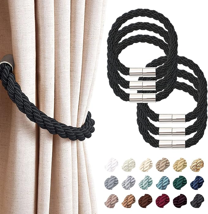 NICEEC 6 Pack Strong Magnetic Curtain Tiebacks Modern Simple Style Drape Tie by NICEEC
