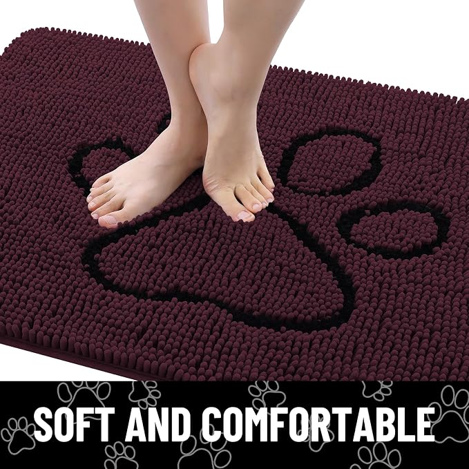 Smiry Dog Door Mat for Muddy Paws, Absorbent Dirt Trapper Non Slip Quick Dry - Image 3