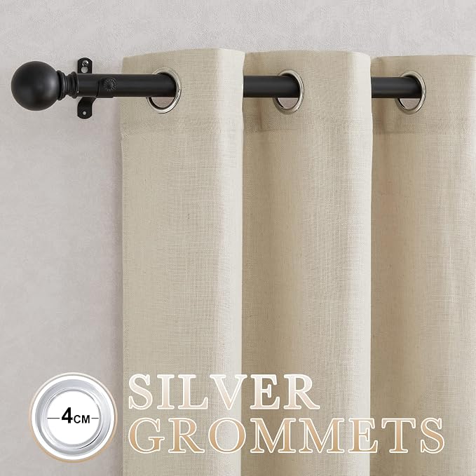 NICETOWN Light Filtering Linen Curtains 84 inch Long 2 Panels Set, Grommet - Image 3