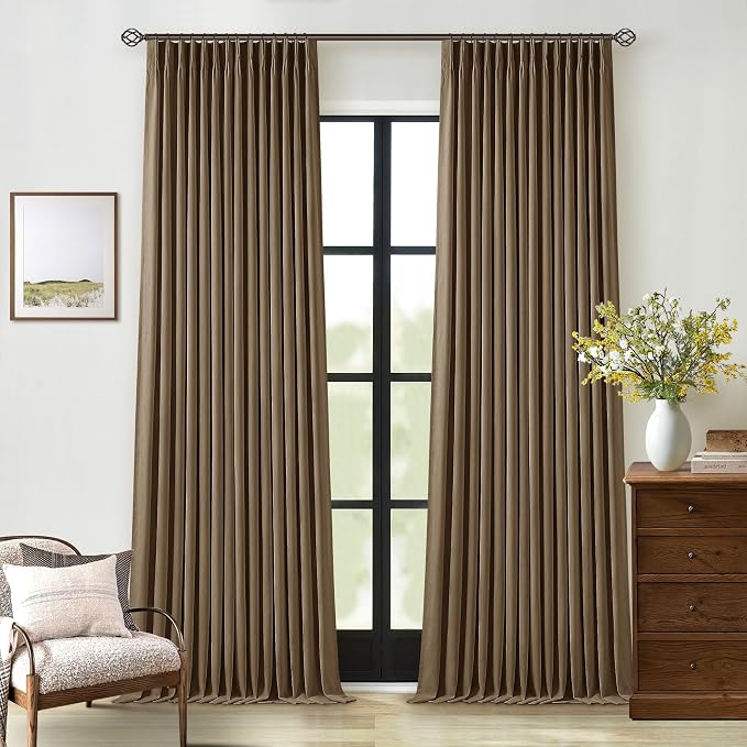 Dutch Cocoa Blackout Pinch Pleat Linen Curtains 105 Inches Long by Twodrapes
