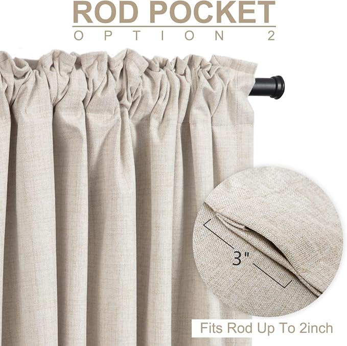 100% Blackout Shield Linen Blackout Curtains - Image 4