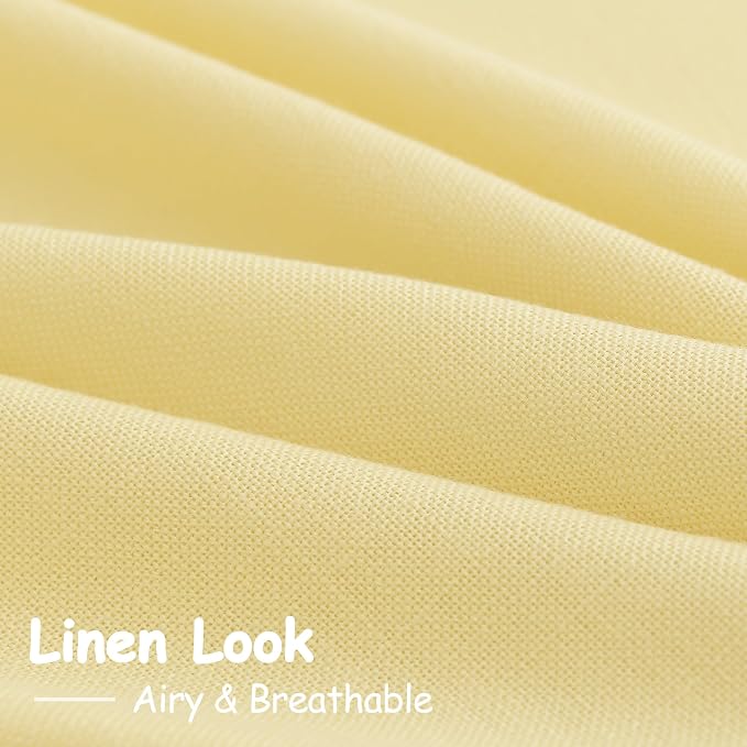 Yellow Linen Textured 96 Inch Curtains 2 Panel Set Back Tab Rod Pocket Sheer - Image 5