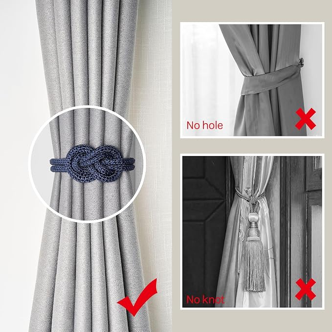 NICEEC 4 Pack Mini Magnetic Curtain Tiebacks Nordic Simple Style Drape Tie - Image 2