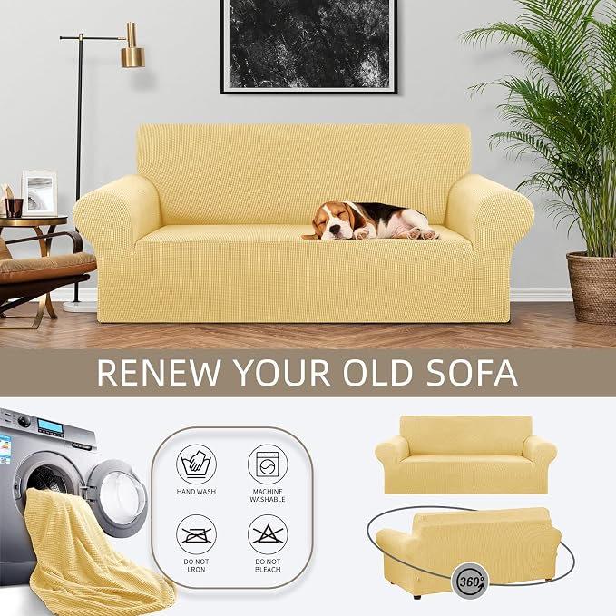 KEKUOU Stretch Loveseat Sofa Cover Slipcover, Couch Covers - Image 3