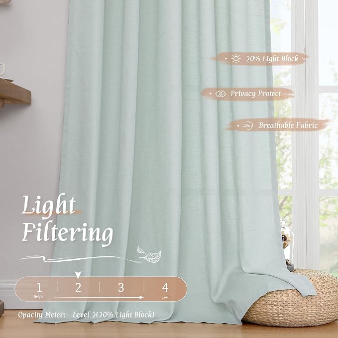 LAMIT Linen Sheer Curtains 84 inch - Image 4