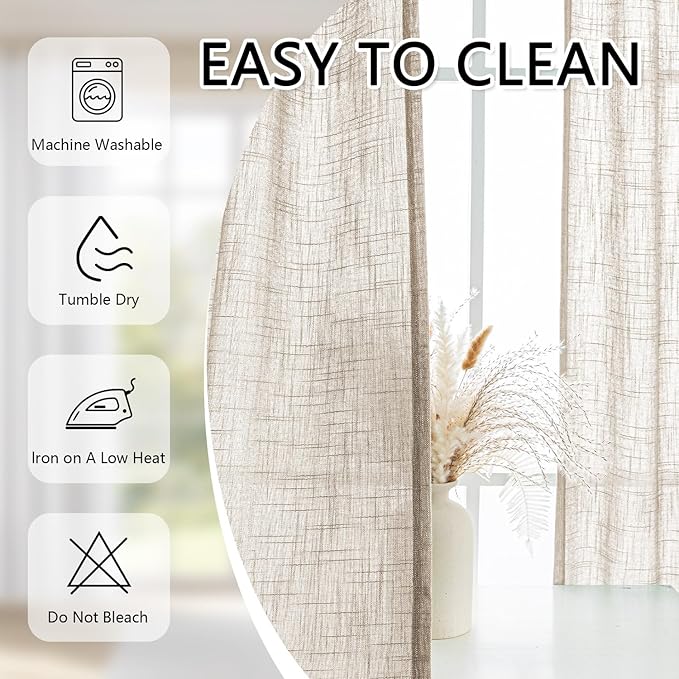 MYSKY HOME 30 Inch Length Oatmeal Tiers Curtains - Image 7