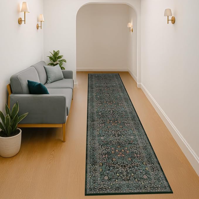 Hazo Haus Washable Dark Green 2x10 Runner Rug - Image 5