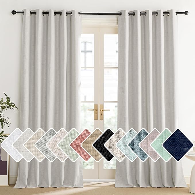 NICETOWN Snowbound Vintage Linen 100% Blackout Curtains - Image 2