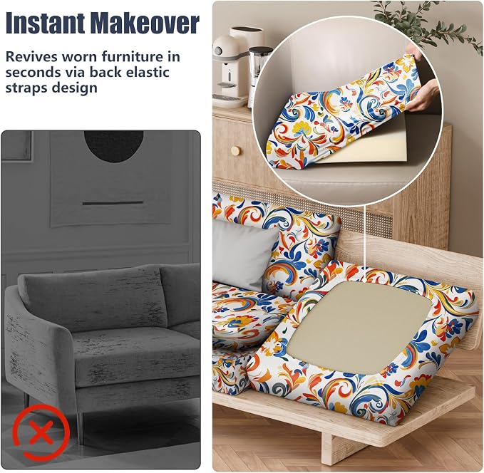 8Pcs Stretch Patio Cushion Covers, Outdoor Couch & Sofa Replacement Slipcovers - Image 5