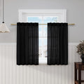 Black Linen Kitchen Curtains 45 Inch Length Set 2 Panel Back Tab Pocket Semi by Nanspring