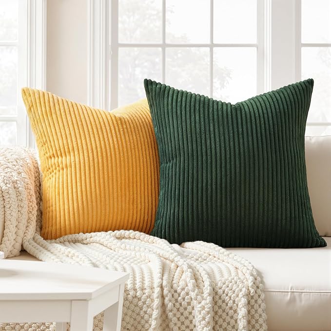 Topfinel Striped Pillow Covers 20x20 Boho Farmhouse Green Rust Set of 4 Mordern - Image 2
