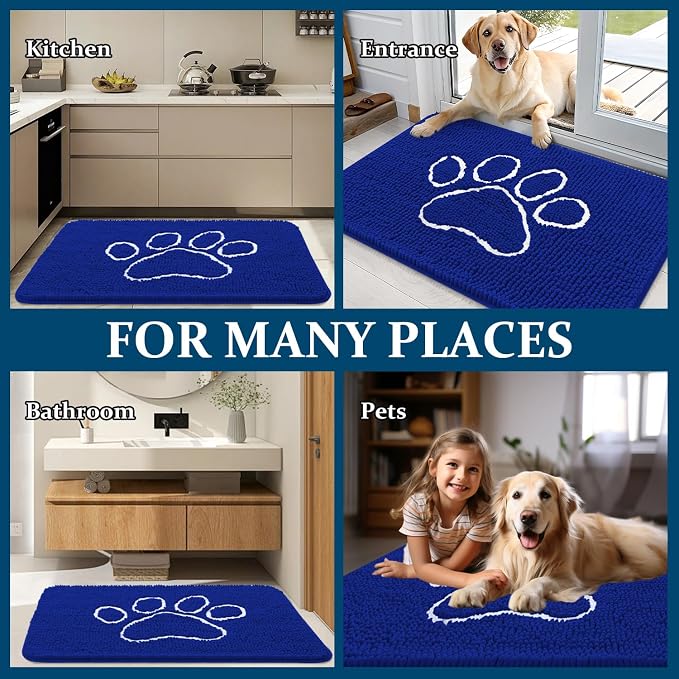 OLANLY Dog Door Mat for Muddy Paws 36x24, Paw Print Design, Absorbs Moisture - Image 8
