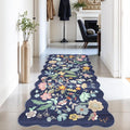 Washable 3x6 Hallway Runner Rug: Low-Pile Floral Scalloped Entryway Runners by HYHAOYUNLAI