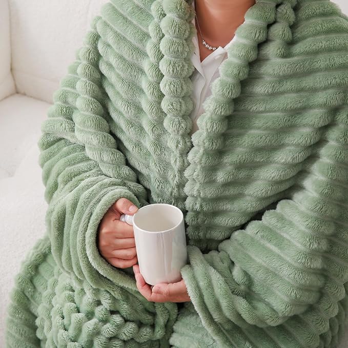 Sage Green Fleece Throw Blanket 50”×60” - Image 5