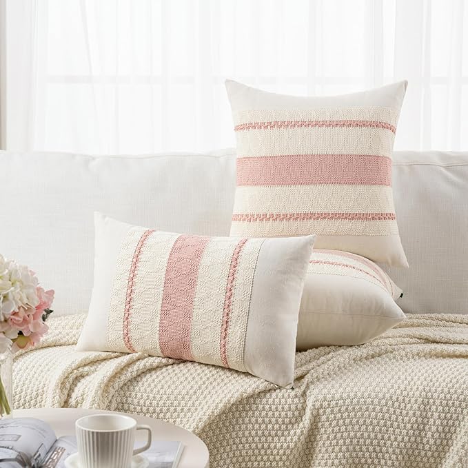 Fancy Homi Set of 1 Boho Pink Big Decorative Throw Pillow Cover 24x24 Inch - Image 5