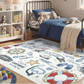 OPPODREAM Nautical Soft Area Rugs 5x7, Washable White Rug by OPPODREAM