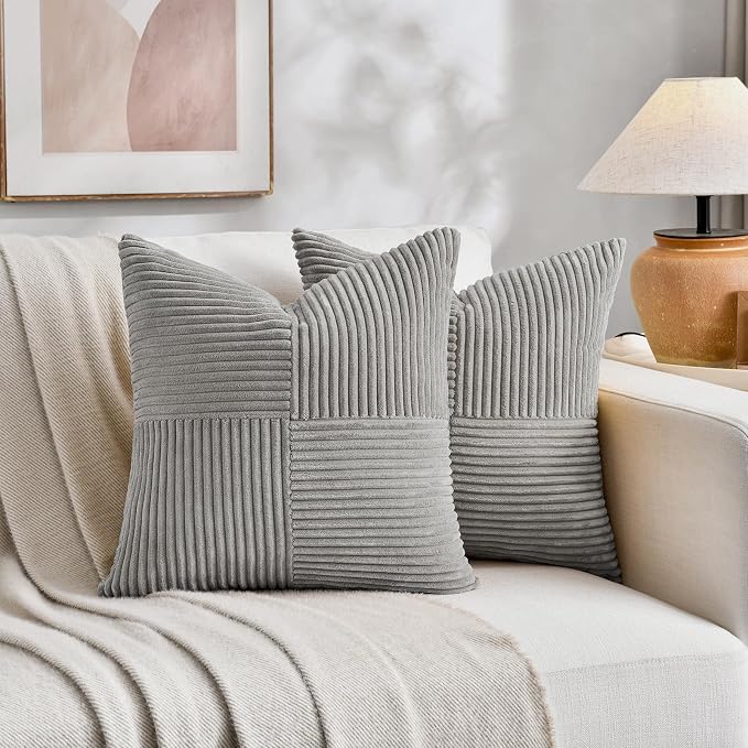 Fancy Homi 2 Packs Grey Decorative Throw Pillow Covers 20x20 Inch - Image 5
