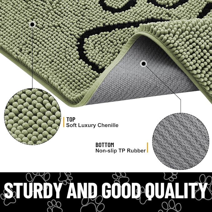 Smiry Dog Door Mat for Muddy Paws, Absorbent Dirt Trapper Non Slip Quick Dry - Image 5