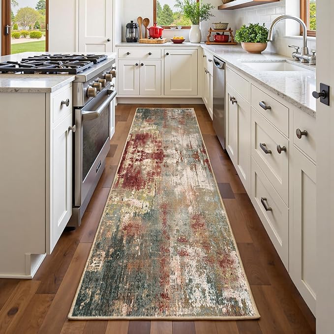 Washable Area Rugs 2'x6' Non-Slip Modern Abstract Soft - Image 3