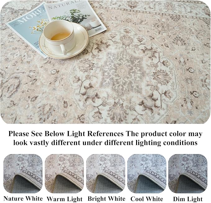 Washable 3x8 Kitchen Runner Rug: Indoor Oriental Hallway Carpet Low-Pile Stain - Image 3