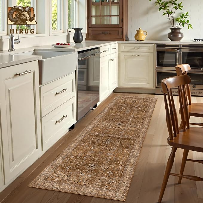 Washable Area Rug 2'6'' x 8' Vintage Traditional Persian Mat - Image 4