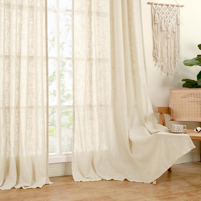 LAMIT Living Room Linen Curtains 95 Inch - Image 9