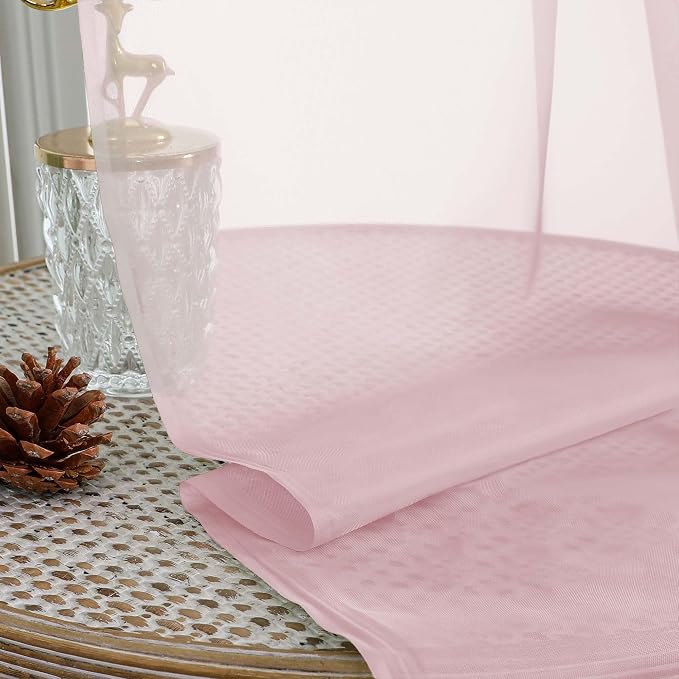 Chyhomenyc Extra Long Blush Pink Sheer Curtains 108 Inches Long 2 Panels - Image 7