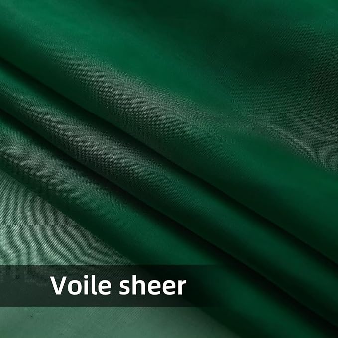youleyar Solid Sheer Rod Pocket Curtain Voile Draperies 2 Panels White Beige - Image 5