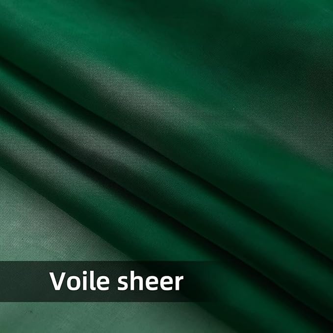 youleyar Solid Sheer Rod Pocket Curtain Voile Draperies 2 Panels White Beige - Image 5