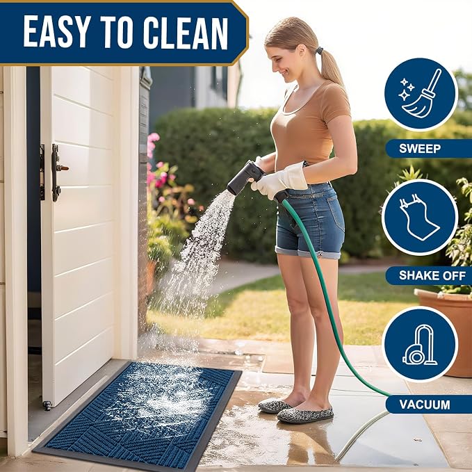 Smiry Front Door Mat Outside Entrance, Heavy Duty Sturdy Natural Rubber Doormat - Image 6