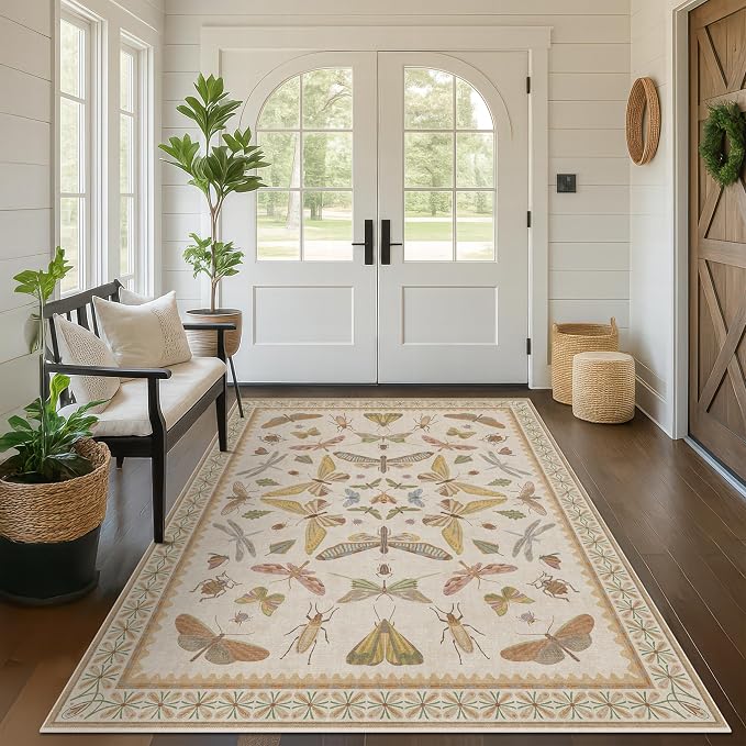 Hazo Haus Washable Neutral Area Rug Living Room, 5x8 Washable Rugs - Image 6