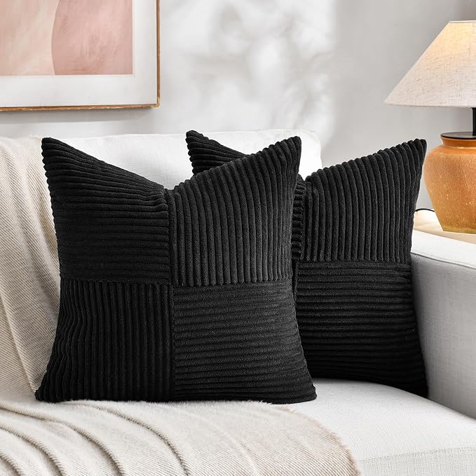 Fancy Homi 2 Packs Black Samll Decorative Throw Pillow Covers 14x14 Inch by Fancy+Homi