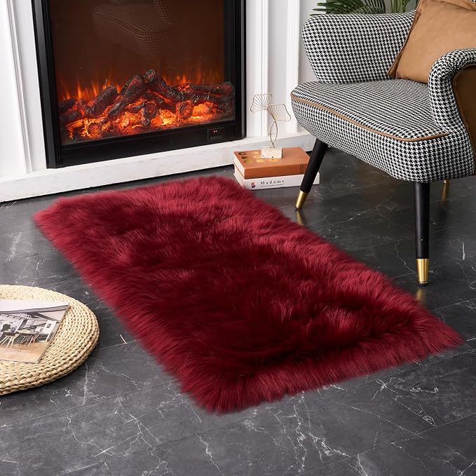 EasyJoy Ultra Soft Fluffy Shaggy Area Rug Faux Fur Rug Chair Cover Seat Pad - Image 2
