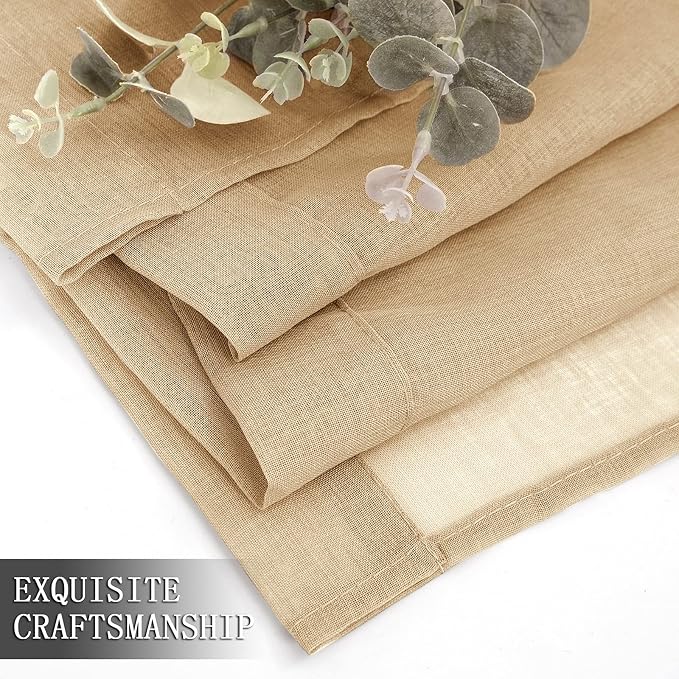 Tollpiz Short Sheer Curtains Living Room Linen Textured Curtain Sheers Light - Image 7