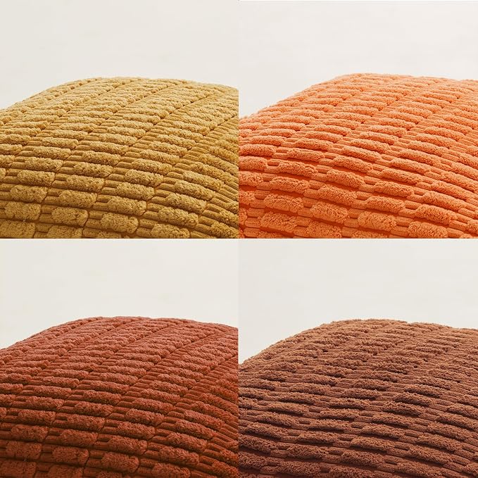 Fancy Homi Set of 4 Burnt Orange Fall Decorative Throw Pillow Covers 18x18 Inch - Image 5