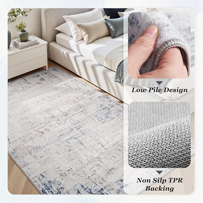 4 x 6 Area Rugs for Living Room, Machine Washable Non Slip Rug Ultra Soft Low - Image 3