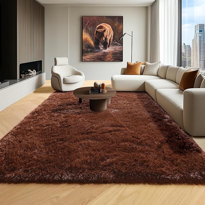 ONASAR Brown 8x10 Area Rugs for Living Room, Large Fluffy Shag Bedroom Rug - Image 5