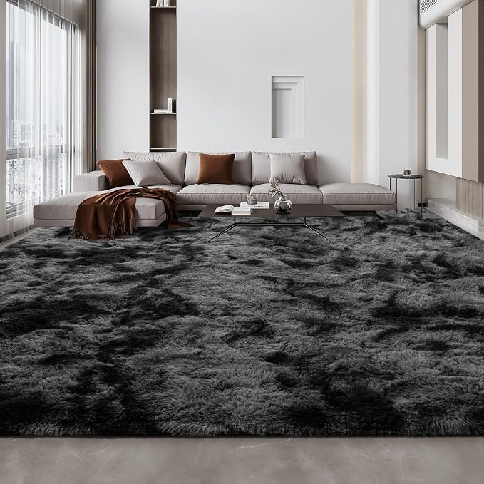 Deerhoo Large Shag Area Rugs 10 x 14, Tie-Dyed Plush Fuzzy Rugs by Deerhoo